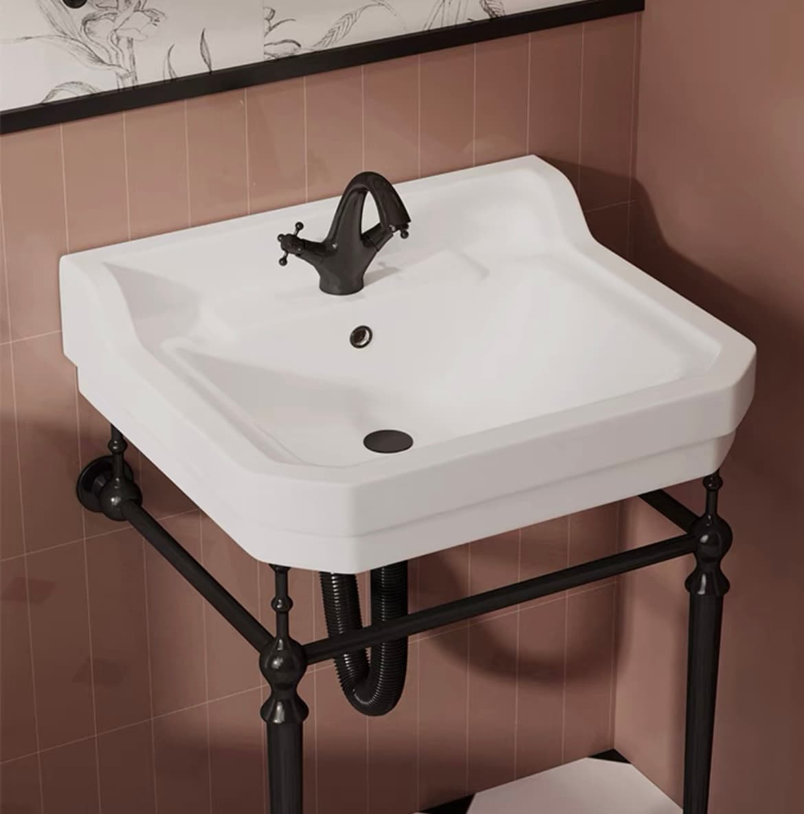 Раковина с подстольем и сифоном черного цвета 