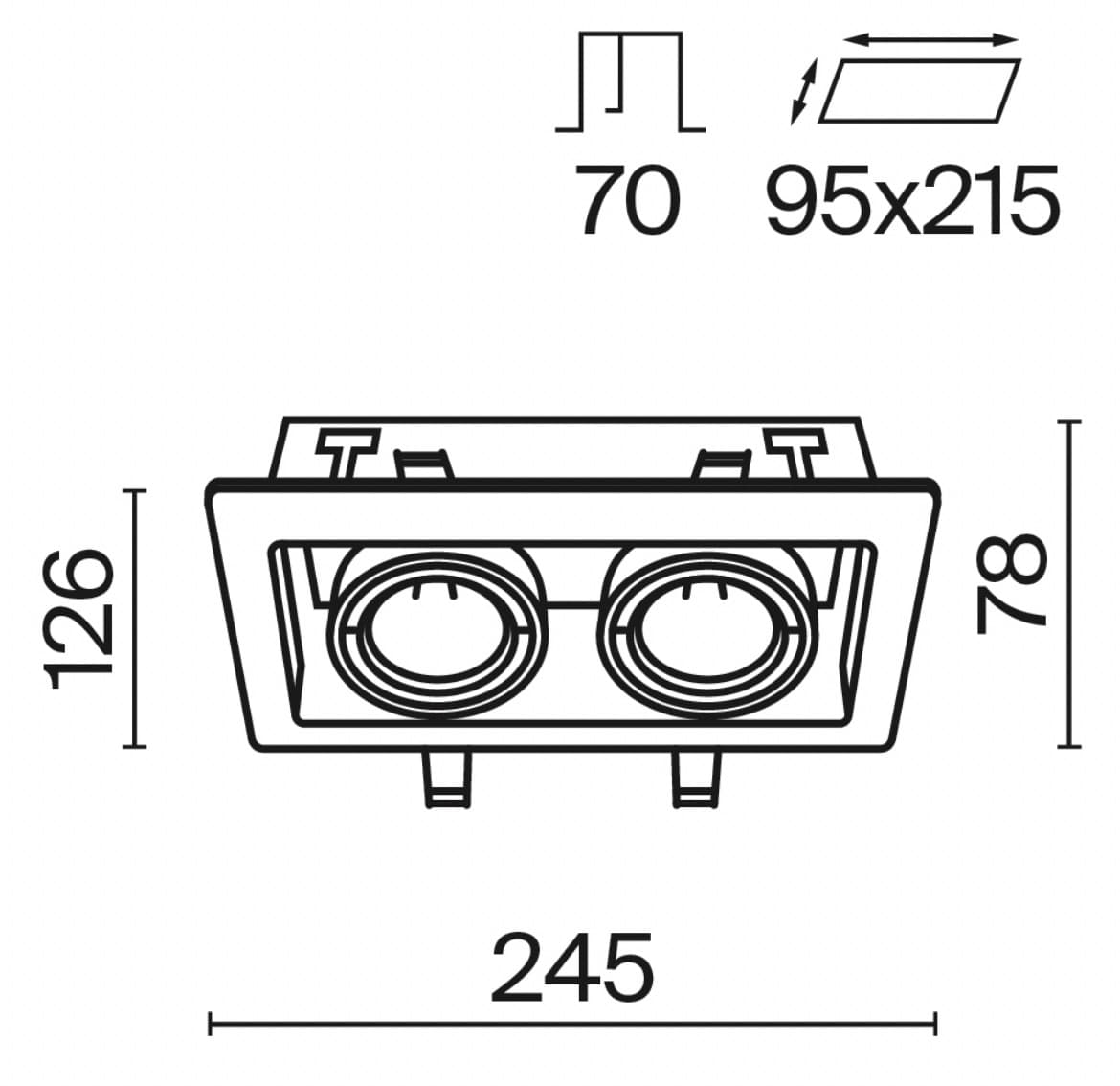 Встраиваемый светильник Maytoni Technical Metal Modern DL008-2-02-B
