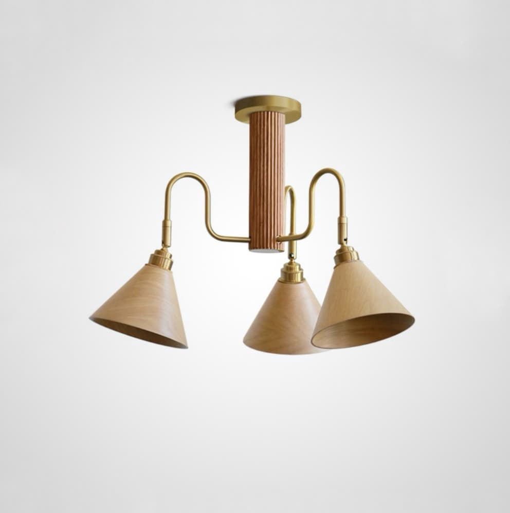 3 лампы, Красный + Белый дуб