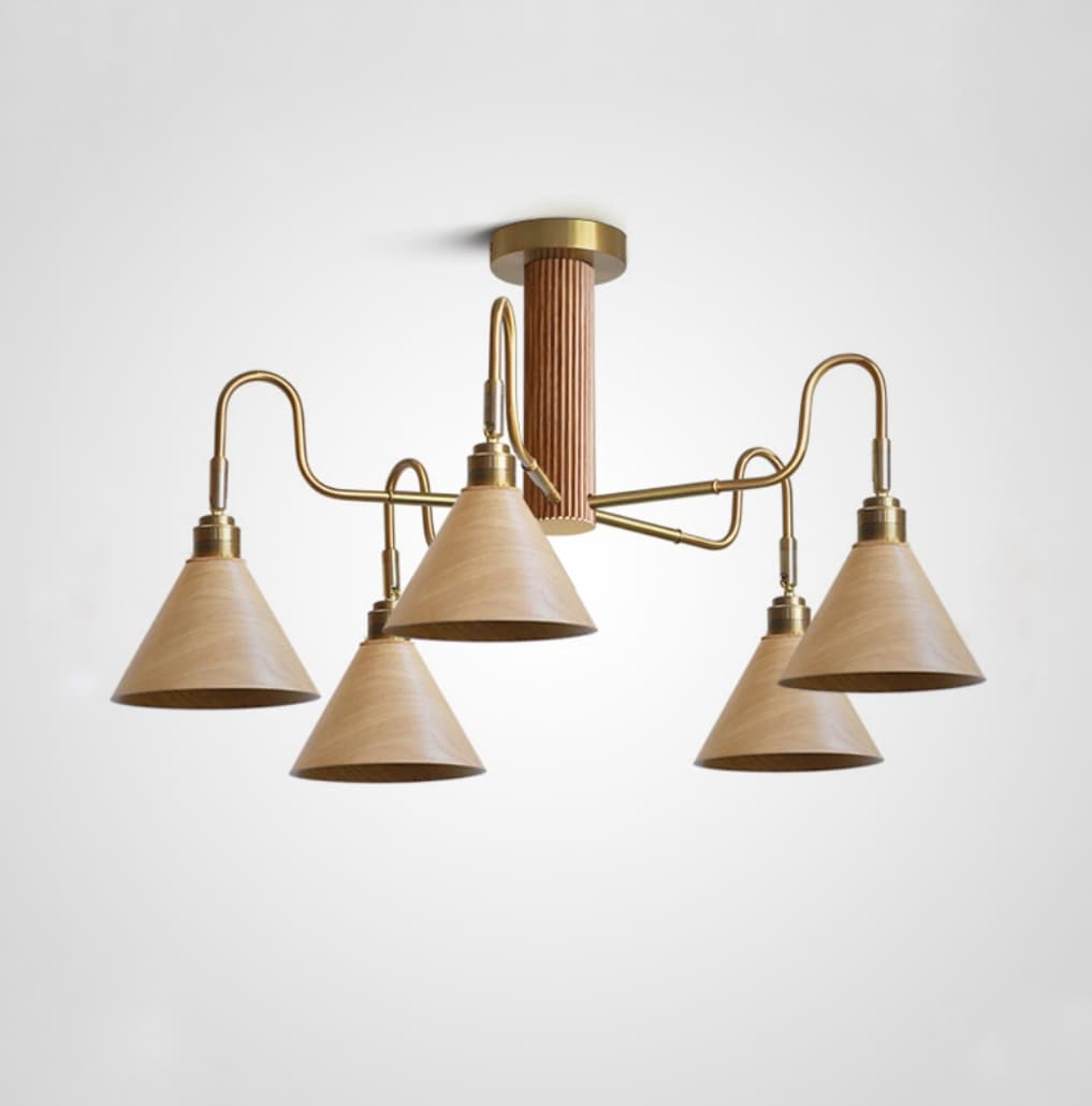 5 ламп, Красный + Белый дуб