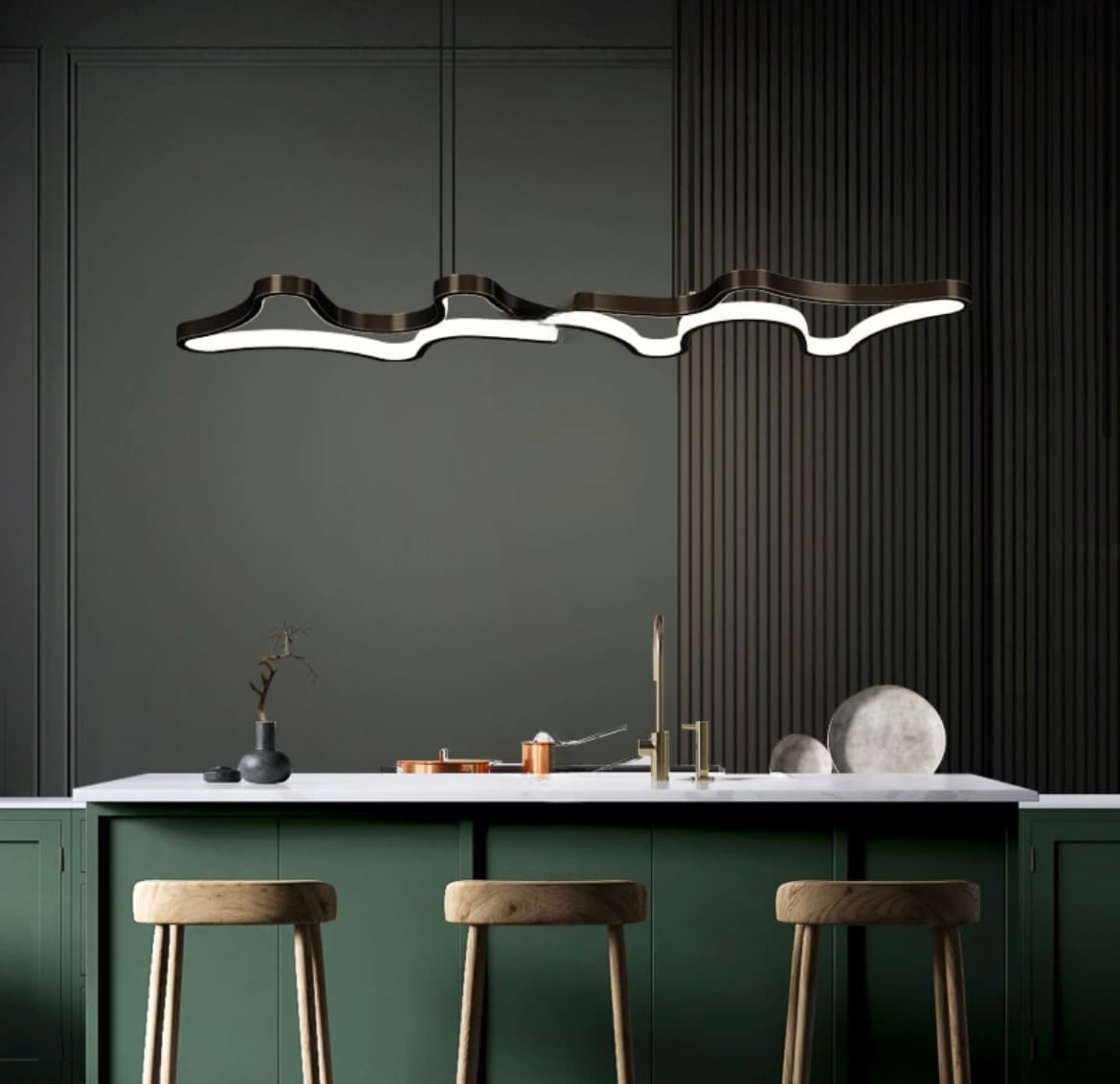 Реечный, рядный светильник OVERTON BLACK/GOLD